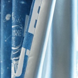 Cartoon Blue Outer Space Pattern Printed Blackout Curtain Made to Measure Curtain For Boys Children Bedroom