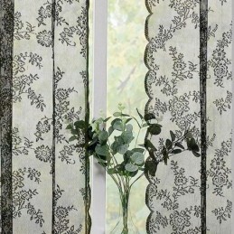 Floral Black Sheer Lace Curtains For Living Room
