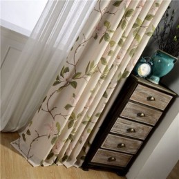American Rural Curtain Made to Measure Curtain Fresh Flower Printed Environment Protective Cotton Fabric