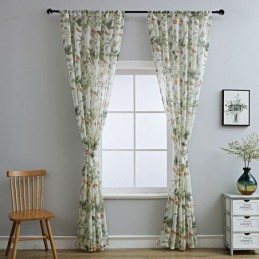 Translucent Tulle Curtains Printed Voile Sheer For Living Room