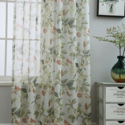 Translucent Tulle Curtains Printed Voile Sheer For Living Room
