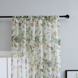 Translucent Tulle Curtains Printed Voile Sheer For Living Room