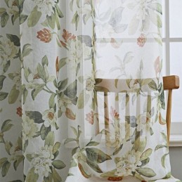 Translucent Tulle Curtains Printed Voile Sheer For Living Room