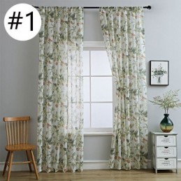 Translucent Tulle Curtains Printed Voile Sheer For Living Room