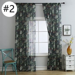 Translucent Tulle Curtains Printed Voile Sheer For Living Room