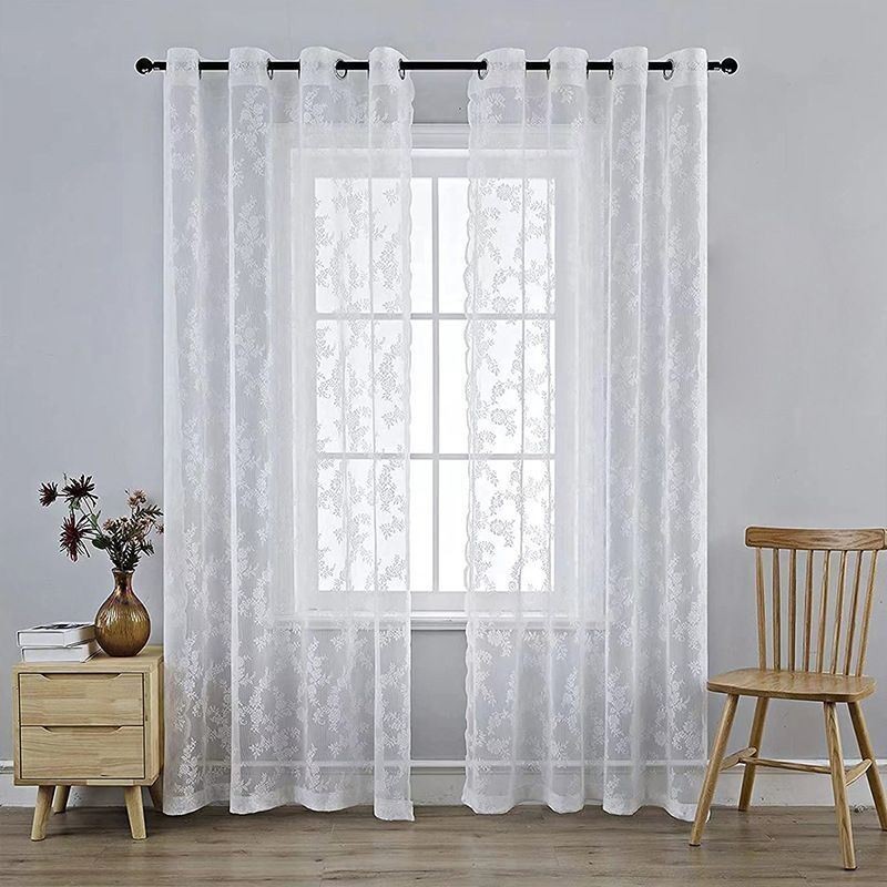 Modern Tulle Curtain Made to Measure Curtain Floral Voile Sheer For Living Room