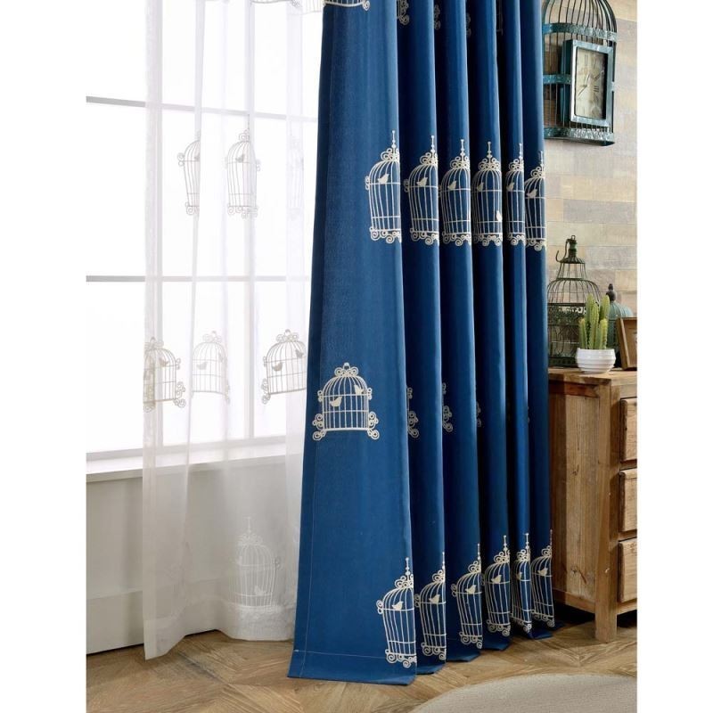 Breathable Sheer Curtain Made to Measure Curtain Bird Cage Embroidery Living Room