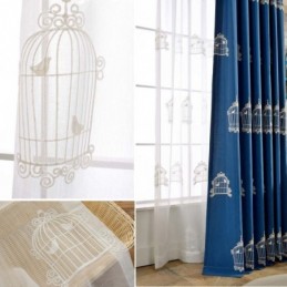Breathable Sheer Curtain Made to Measure Curtain Bird Cage Embroidery Living Room