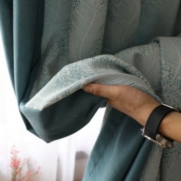 Blackout Curtain Made to Measure Curtain European Simple Style Soft Cotton Blue Jacquard Decorative Bedroom