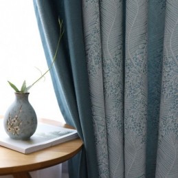 Blackout Curtain Made to Measure Curtain European Simple Style Soft Cotton Blue Jacquard Decorative Bedroom