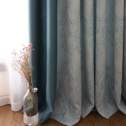 Blackout Curtain Made to Measure Curtain European Simple Style Soft Cotton Blue Jacquard Decorative Bedroom