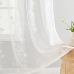 White Sheer Curtains Embroidered Windows Curtain Made to Measure Curtain Drapes Living Room Bedroom
