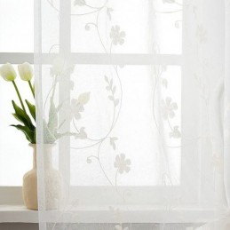 White Sheer Curtains Embroidered Windows Curtain Made to Measure Curtain Drapes Living Room Bedroom