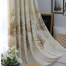 Modern Leaves Print Blackout Curtains Printed Drapes For Living Room