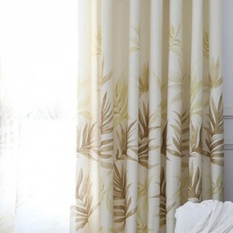 Modern Leaves Print Blackout Curtains Printed Drapes For Living Room
