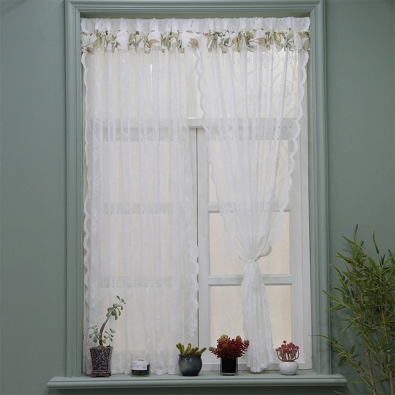 White Sheer Window Curtains Plant Voile Drapes For Living Room Bedroom