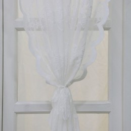 White Sheer Window Curtains Plant Voile Drapes For Living Room Bedroom