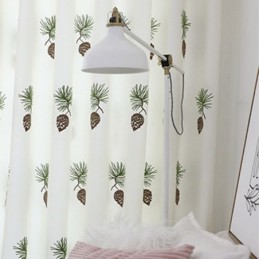 Modern Pastoral Curtain Made to Measure Curtain Pine Cone Embroidered Fresh Curtains Living Room