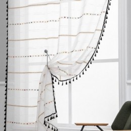 Nordic Sheer Curtains Stripe Pattern Semi Voile