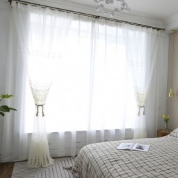 Simple Sheer Curtain Made to Measure Curtain White All match Embroidery Living Room