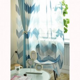 Nordic Simple Sheer Curtain Made to Measure Curtain Wavy Pattern Printed Living Room