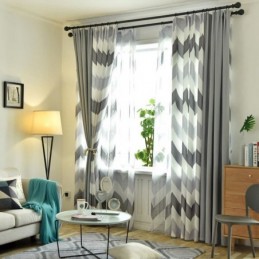 Nordic Simple Sheer Curtain Made to Measure Curtain Wavy Pattern Printed Living Room