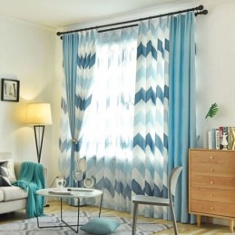 Nordic Simple Sheer Curtain Made to Measure Curtain Wavy Pattern Printed Living Room