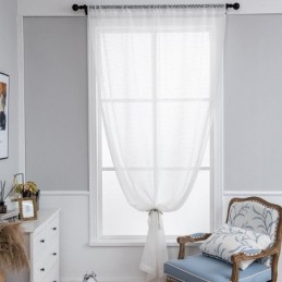 White Sheer Curtain Made to Measure Curtain Embossed Voile Draperies For Living Room Bedroom