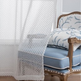 White Sheer Curtain Made to Measure Curtain Embossed Voile Draperies For Living Room Bedroom