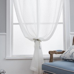 White Sheer Curtain Made to Measure Curtain Embossed Voile Draperies For Living Room Bedroom