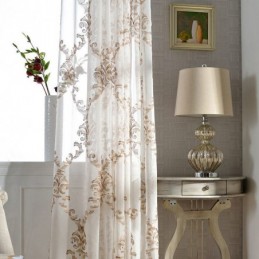 Embroidered Tulle Curtain Made to Measure Curtain Modern Voile Gauze Curtains For Living Room Bedroom
