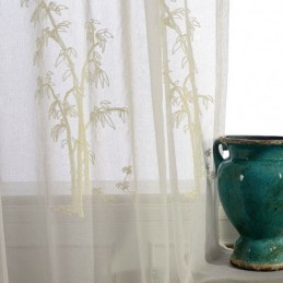 Classic Sheer Curtain Made to Measure Curtain Bamboo Embroidered Tulle Curtains For Living Room