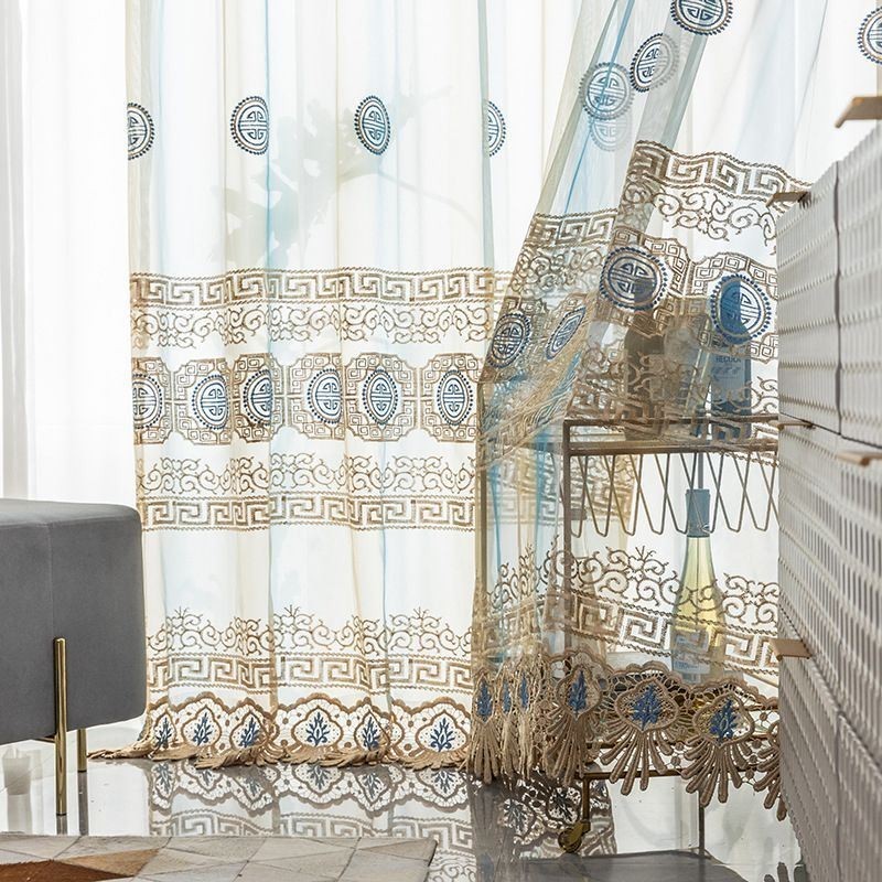 Luxury Embroidered Tulle Curtain Made to Measure Curtain Voile Sheer Living Room