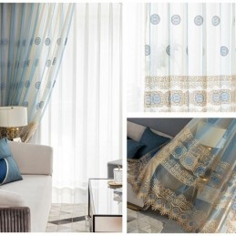 Luxury Embroidered Tulle Curtain Made to Measure Curtain Voile Sheer Living Room