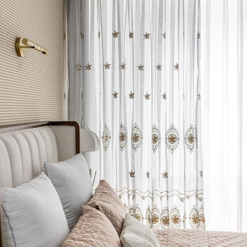 Embroidery Tulle Curtain Made to Measure Curtain European Luxury Sheer Voile Living Room