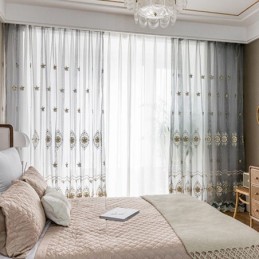 Embroidery Tulle Curtain Made to Measure Curtain European Luxury Sheer Voile Living Room