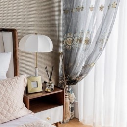 Embroidery Tulle Curtain Made to Measure Curtain European Luxury Sheer Voile Living Room