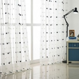 Star Embroidery Voile Sheer Curtain Made to Measure Curtain Panel Living Room Bedroom Glass Door Window