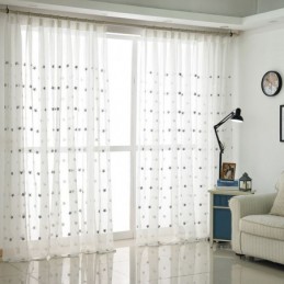 Star Embroidery Voile Sheer Curtain Made to Measure Curtain Panel Living Room Bedroom Glass Door Window
