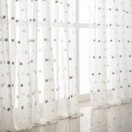 Star Embroidery Voile Sheer Curtain Made to Measure Curtain Panel Living Room Bedroom Glass Door Window