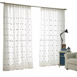 Star Embroidery Voile Sheer Curtain Made to Measure Curtain Panel Living Room Bedroom Glass Door Window