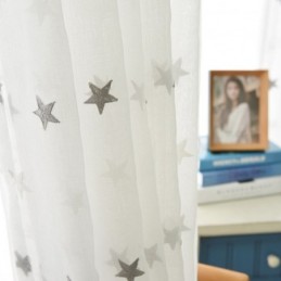 Star Embroidery Voile Sheer Curtain Made to Measure Curtain Panel Living Room Bedroom Glass Door Window