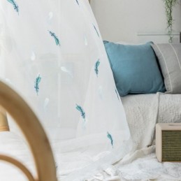 Feather Embroidered Sheer Curtain Made to Measure Curtain Minimalist Breathable Living Room Bedroom
