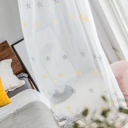 Upscale Embroidery Curtain Made to Measure Curtain Pentagram Pattern Sheer Living Room Bedroom