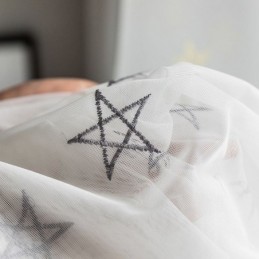 Upscale Embroidery Curtain Made to Measure Curtain Pentagram Pattern Sheer Living Room Bedroom