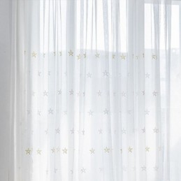 Upscale Embroidery Curtain Made to Measure Curtain Pentagram Pattern Sheer Living Room Bedroom