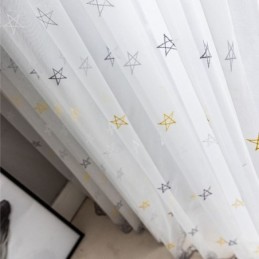 Upscale Embroidery Curtain Made to Measure Curtain Pentagram Pattern Sheer Living Room Bedroom