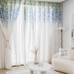 Modern Sheer Curtain Made to Measure Curtain Plants Print Voile Window For Living Room Balcony