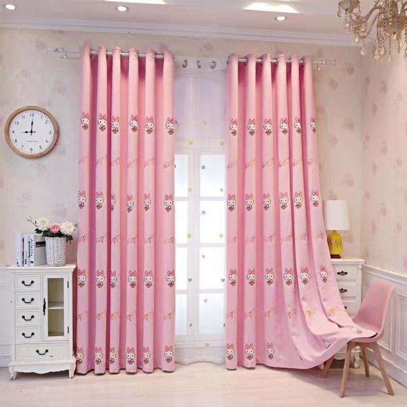 Modern Curtain Made to Measure Curtain Embroidery Lovely Hello Kitty