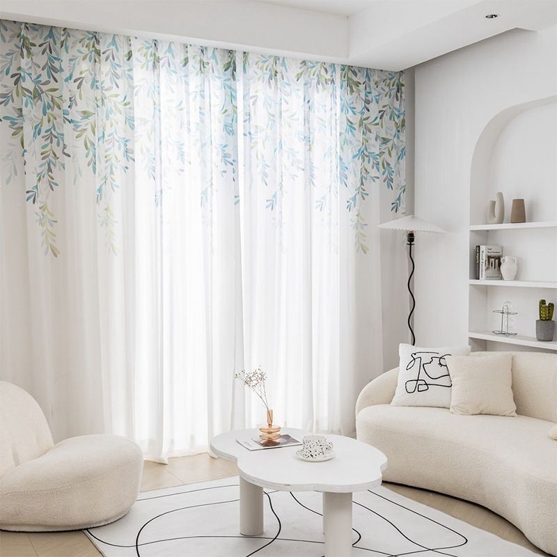 Vine Pattern Voile Curtain Made to Measure Curtain Printed Sheer Curtains Living Room Bedroom